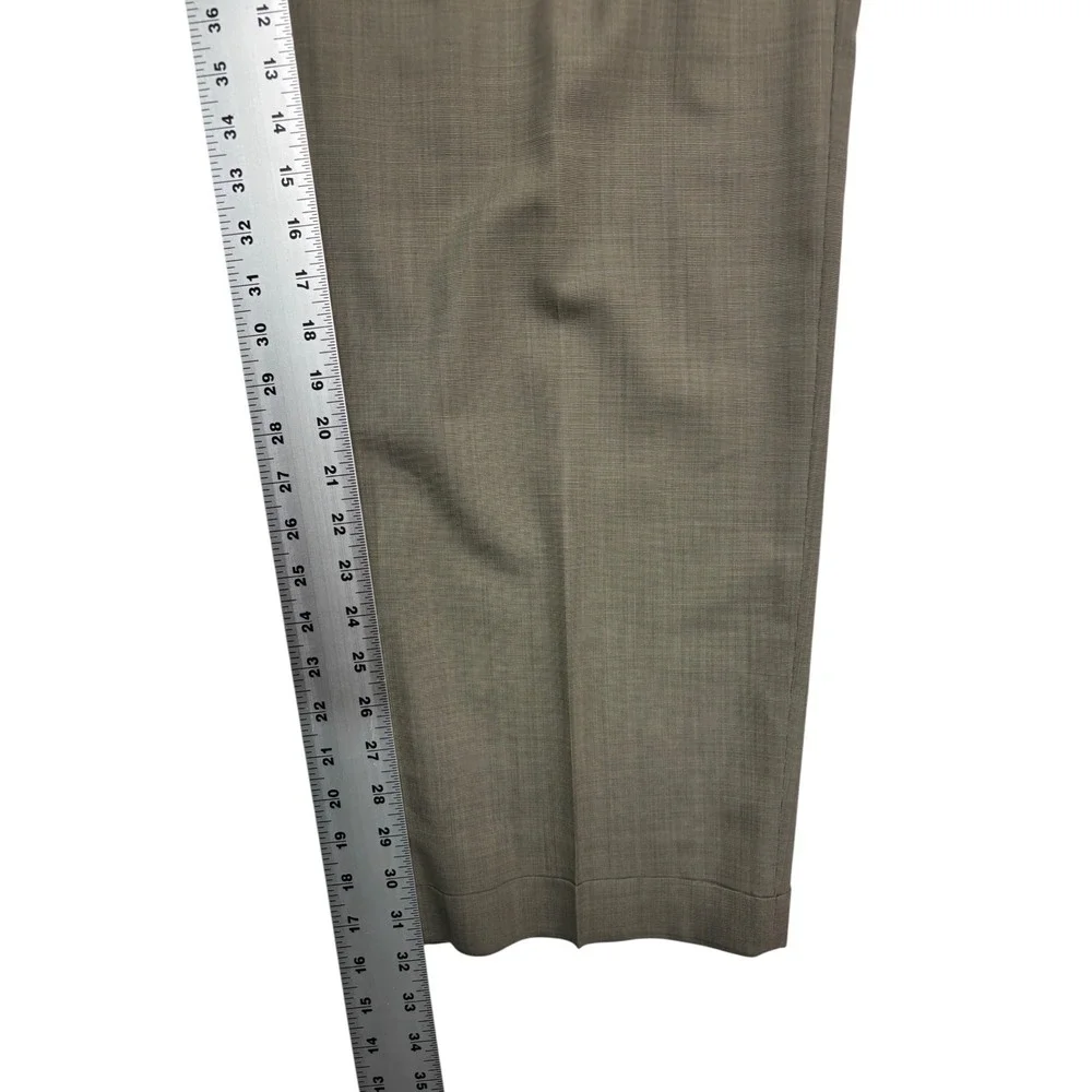vtg 90s Donna Karan 48L 42x32 Taupe 2pc Pant Suit Italy Made Wool Pleated Cuff